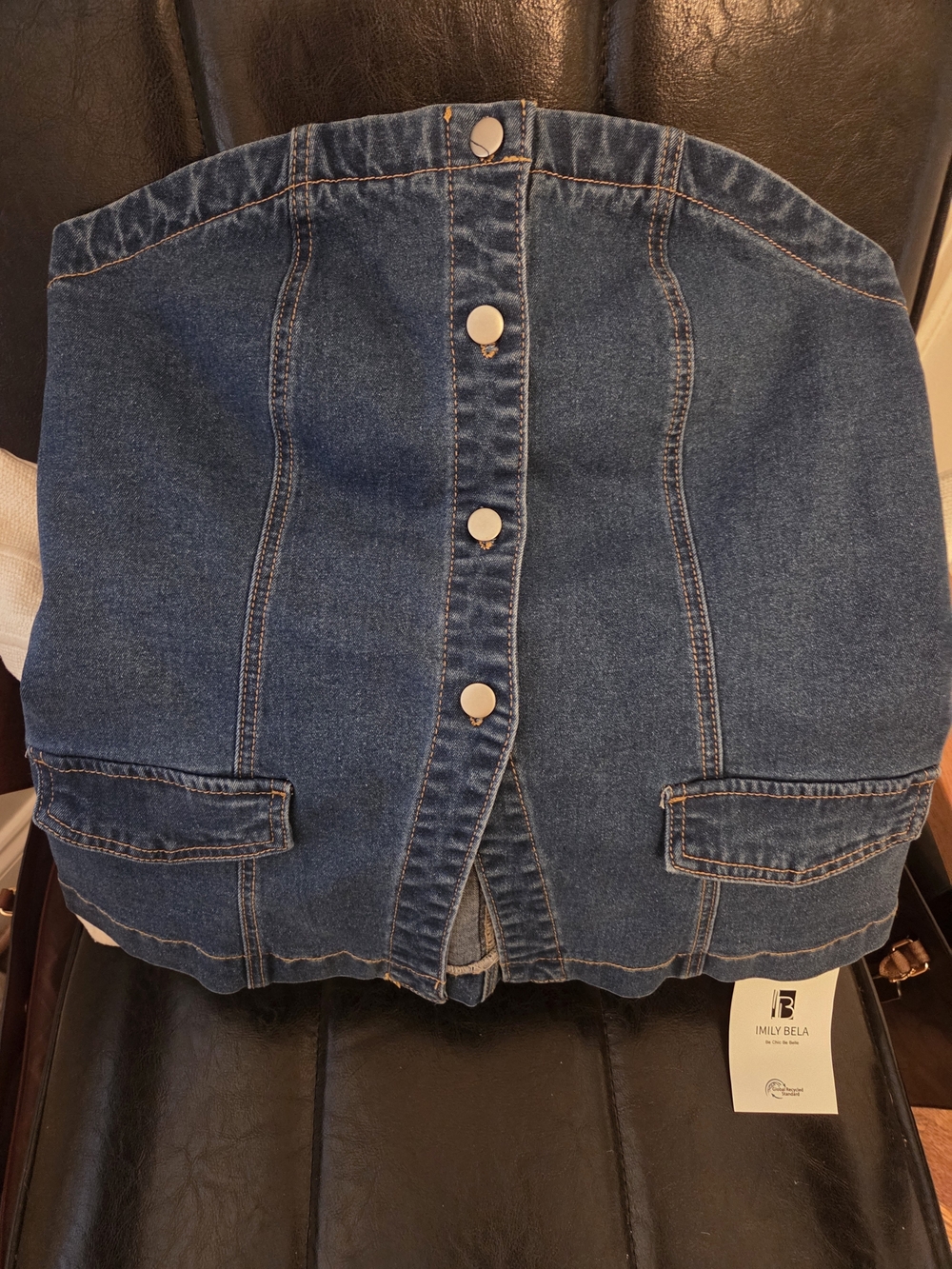 Emilyn Bela Strapless Denim Top - Blue